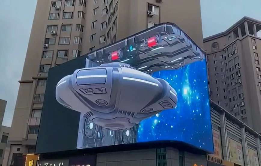 Telas 3D a olho nu em edifícios