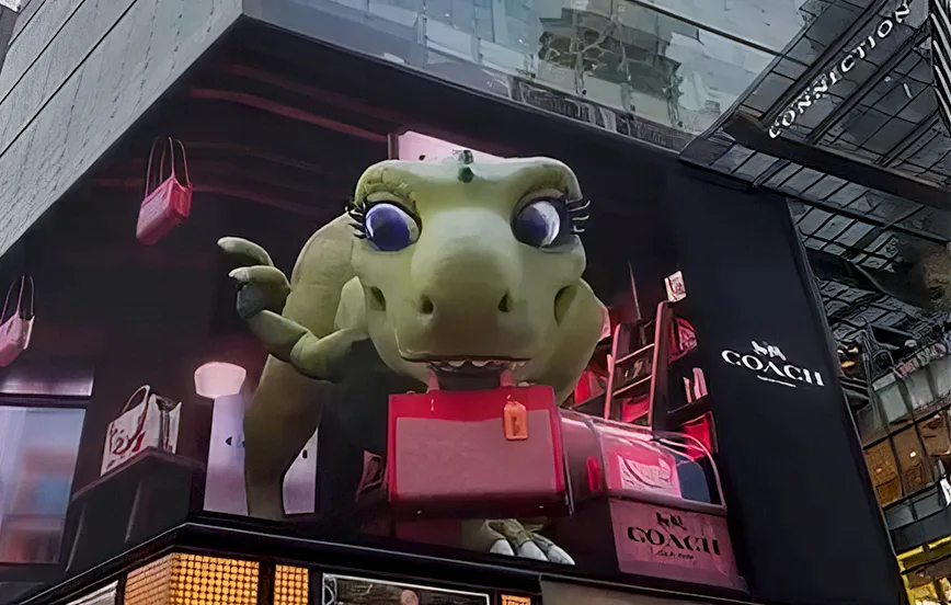Tela 3D a olho nu externa de rua comercial